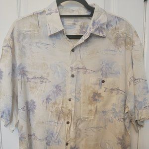 Men's Rayon Button Up Vacation- Tropical Shirt- size Large